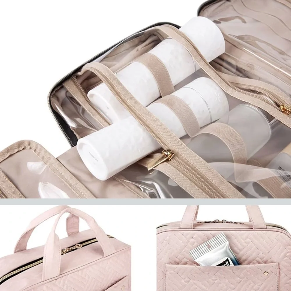 NWOT Elegant Quilted Cosmetic Bag in Soft Pink